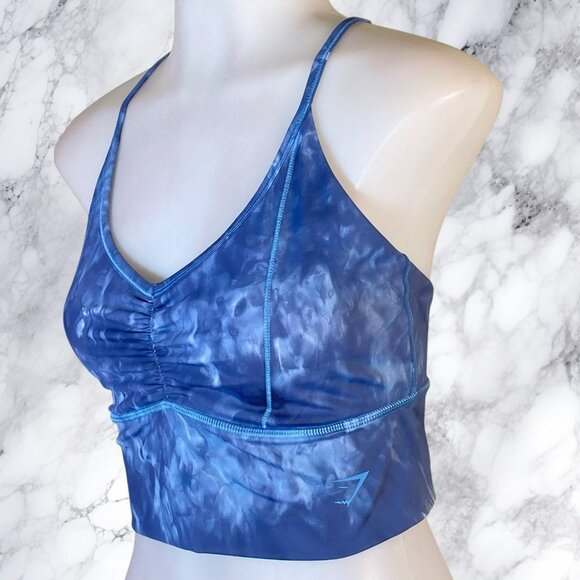 Gymshark Elevate Longline Sports Bra in Lakeside Blue Spray Dye - Picture 3 of 9